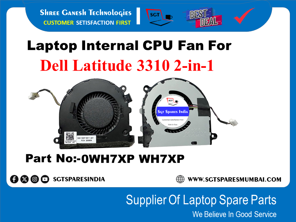 Laptop Internal CPU Fan For Dell Latitude 3310 2-in-1 Part No:-0WH7XP WH7XP