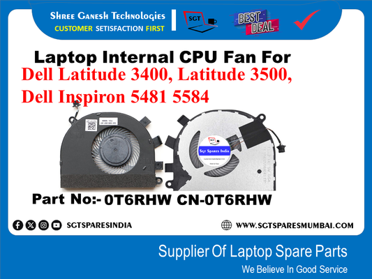 Laptop Internal CPU Fan For Dell Latitude 3400, Latitude 3500, Dell Inspiron 5481 5584 23. Part No:- 0T6RHW CN-0T6RHW