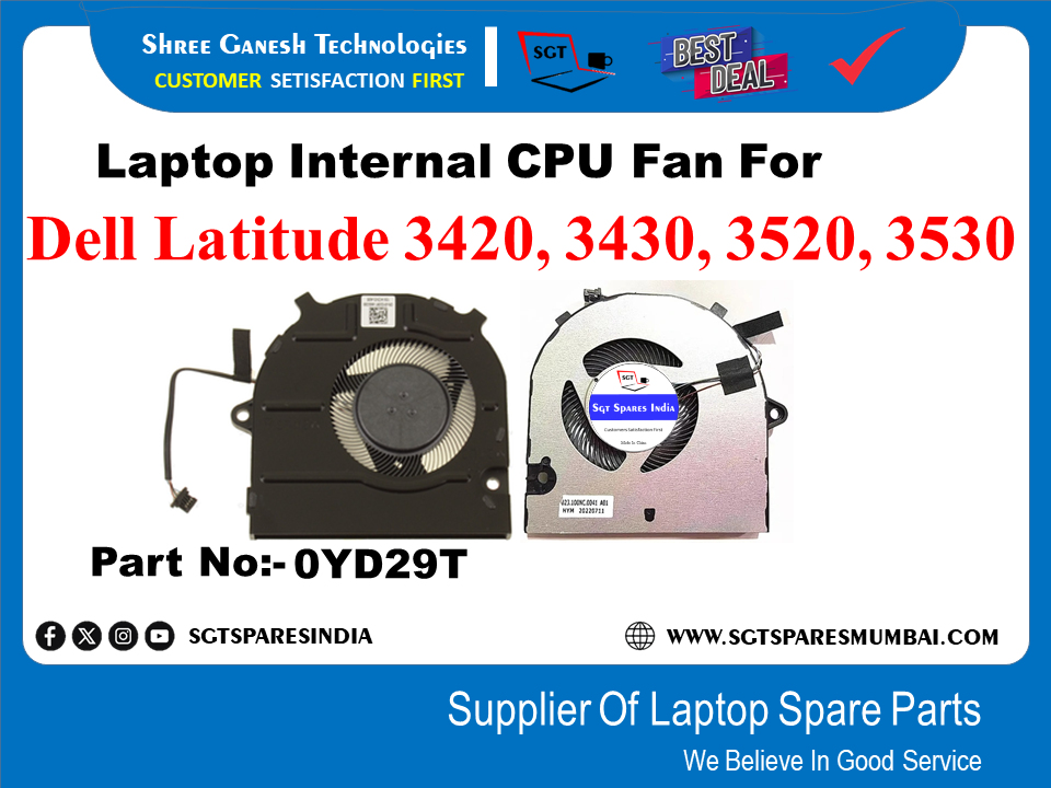 Laptop Internal CPU Fan For Dell Latitude 3420, 3430, 3520, 3530 Part No:- 0YD29T