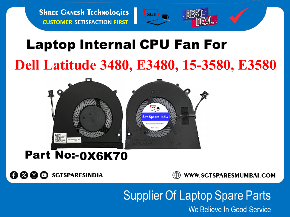 Laptop Internal CPU Fan For Dell Latitude 3480, E3480, 15-3580, E3580 Part No:-0X6K70