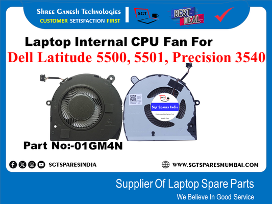 Laptop Internal CPU Fan For Dell Latitude 5500, 5501, Precision 3540 Part No:-01GM4N