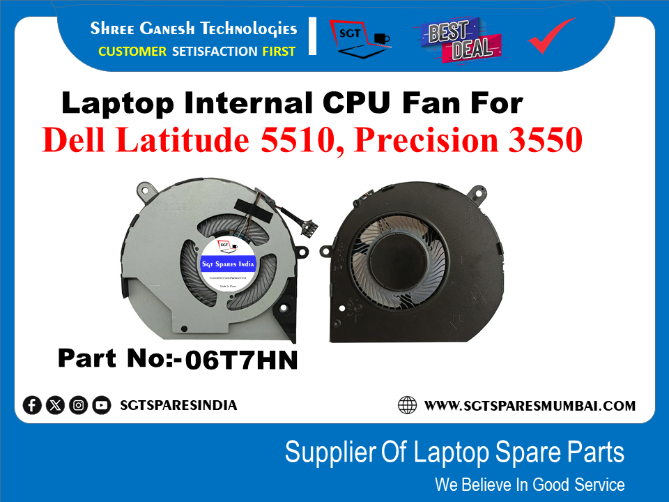 Laptop Internal CPU Fan For Dell Latitude 5510, Precision 3550 Part No:-06T7HN