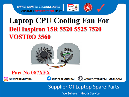 Laptop CPU Cooling Fan For Dell Inspiron 15R 5520 5525 7520 VOSTRO 3560 Part No 087XFX