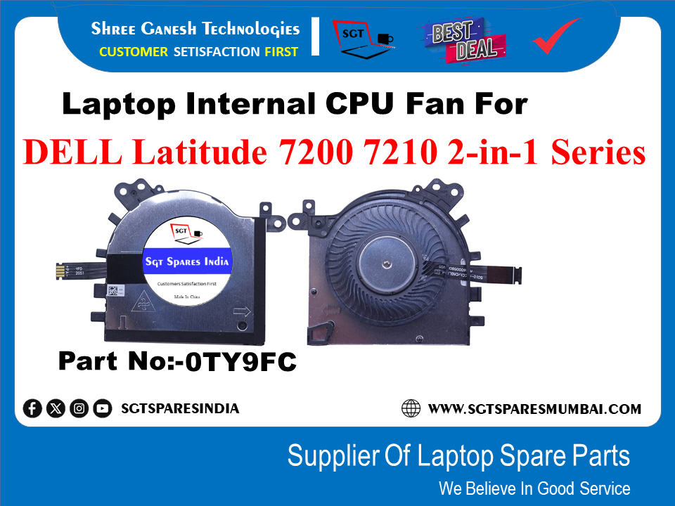 Laptop Internal CPU Fan For DELL Latitude 7200 7210 2-in-1 Series Part No:-0TY9FC