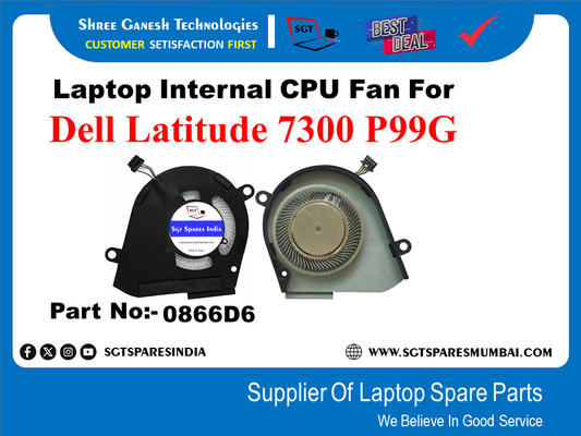 Laptop Internal CPU Fan For Dell Latitude 7300 P99G Part No:- 0866D6