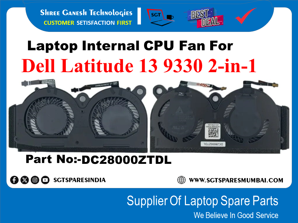 Laptop Internal CPU+GPU Fan For Dell Latitude 13 9330 2-in-1 Part No:-DC28000ZTDL