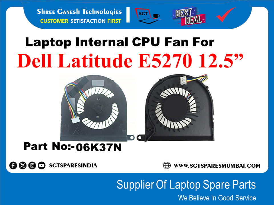 Laptop Internal CPU Fan For Dell Latitude E5270 12.5" Part No:-06K37N