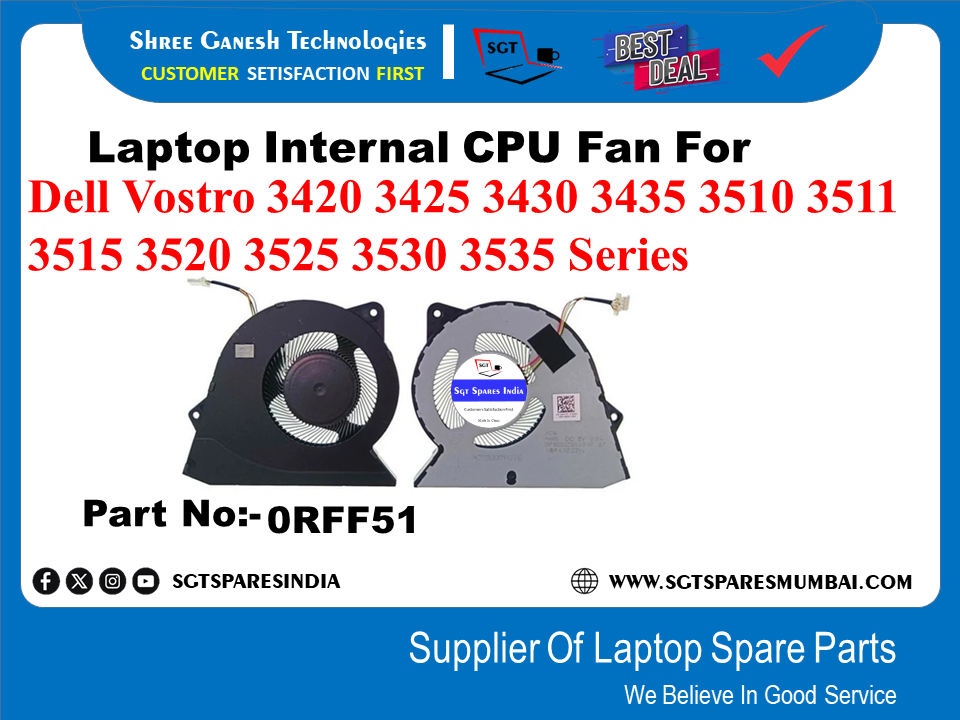 Laptop Internal CPU Fan For Dell Vostro 3420 3425 3430 3435 3510 3511 3515 3520 3525 3530 3535 Series Part No:-0RFF51