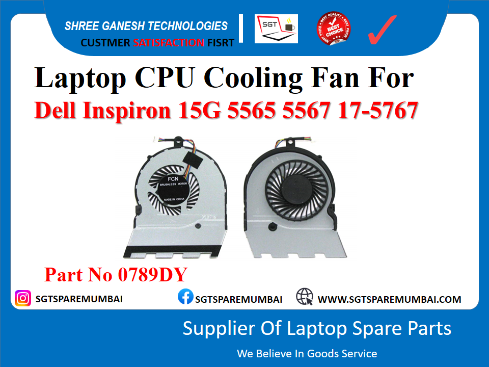 Laptop CPU Cooling Fan For Dell Inspiron 15G 5565 5567 17-5767 Part No 0789DY