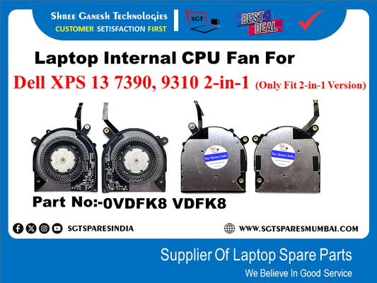 Laptop Internal CPU+GPU Fan For Dell XPS 13 7390, 9310 2-in-1 (Only Fit 2-in-1 Version) Part No:-0VDFK8 VDFK8