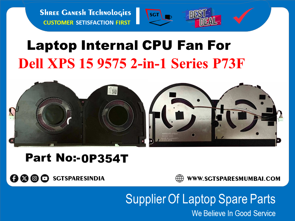 Laptop Internal CPU+GPU Fan For Dell XPS 15 9575 2-in-1 Series P73F Part No:-0P354T