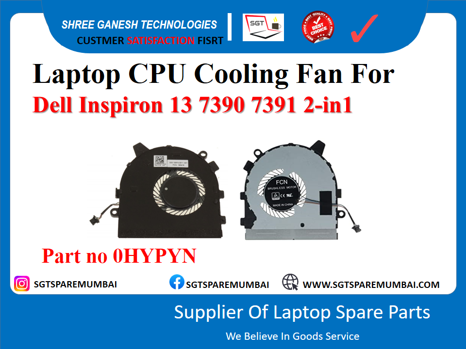 Laptop CPU Cooling Fan For Dell Inspiron 13 7390 7391 2-in1 Part no 0HYPYN