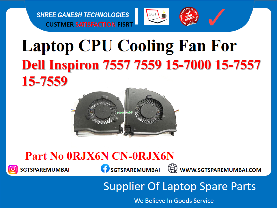 Laptop CPU +GPU Cooling Fan For Dell Inspiron 7557 7559 15-7000 15-7557 15-7559 Part No 0RJX6N CN-0RJX6N