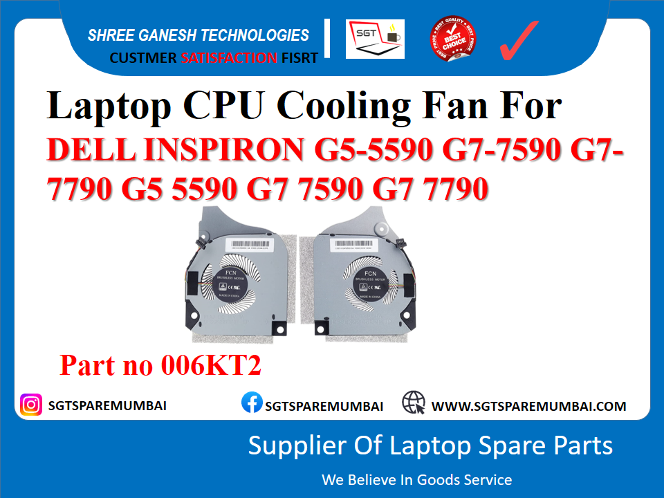 Laptop CPU+GPU Cooling Fan For DELL INSPIRON G5-5590 G7-7590 G7- 7790 G5 5590 G7 7590 G7 7790 Part no 006KT2