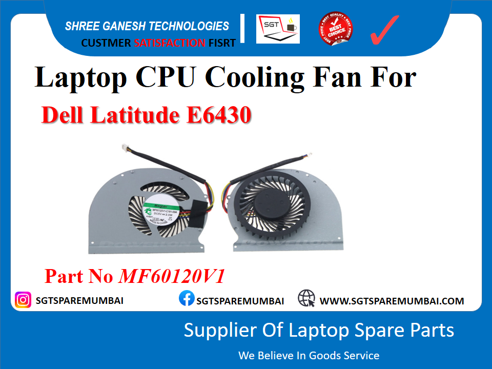 Laptop CPU Cooling Fan For Dell Latitude E6430 Part No MF60120V1