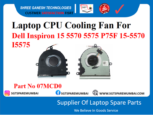 Laptop CPU Cooling Fan For Dell Inspiron 15 5570 5575 P75F 15-5570 15575 Part No 07MCD0