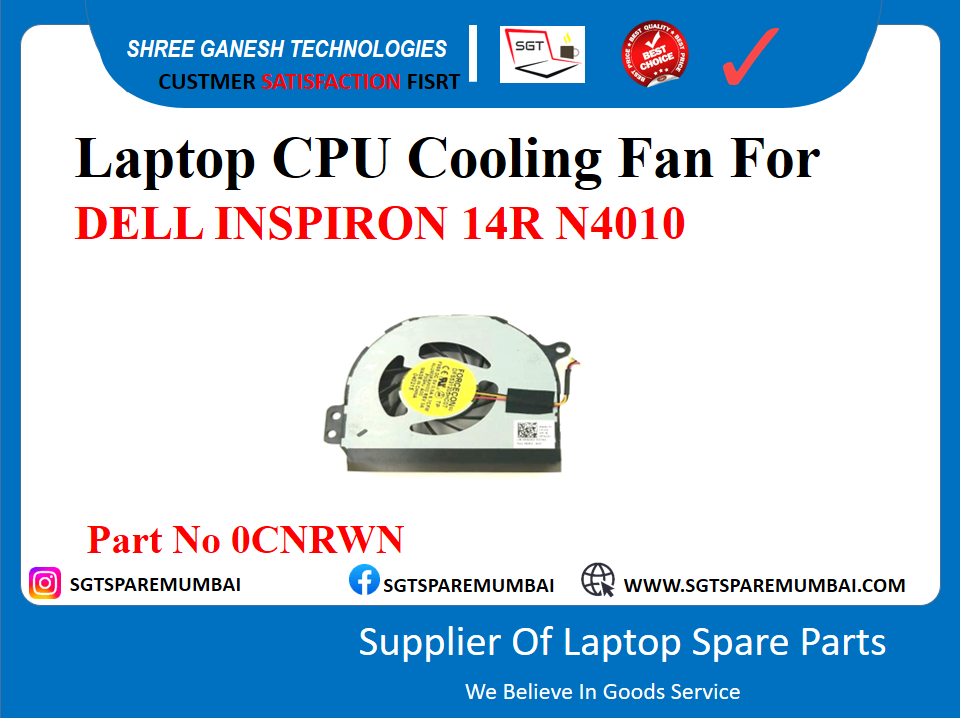 Laptop CPU Cooling Fan For DELL INSPIRON 14R N4010, N4110, M4010, M4110, N1464, N1564 Part No 0CNRWN