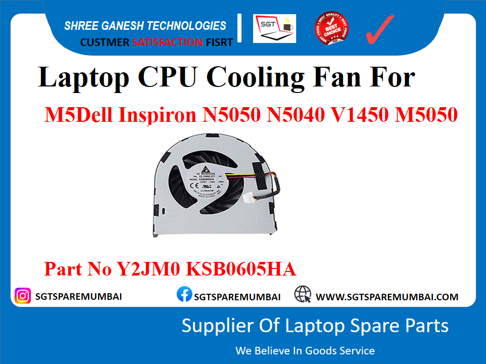 लैपटॉप CPU कूलिंग फैन M5Dell Inspiron N5050 N5040 V1450 M5050 पार्ट नंबर Y2JMO KSB0605HA के लिए