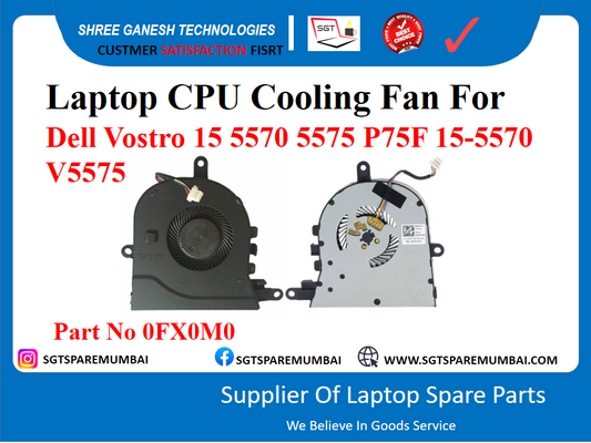 Laptop CPU Cooling Fan For Dell Vostro 15 5570 5575 P75F 15-5570 V5575 Part No 0FX0M0