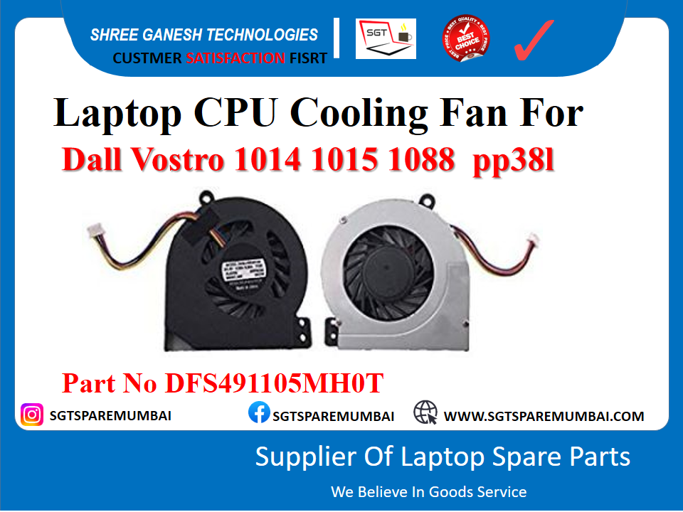 Laptop CPU Cooling Fan For Dall Vostro 1014 1015 1088 pp381 Part No DFS491105MH0T