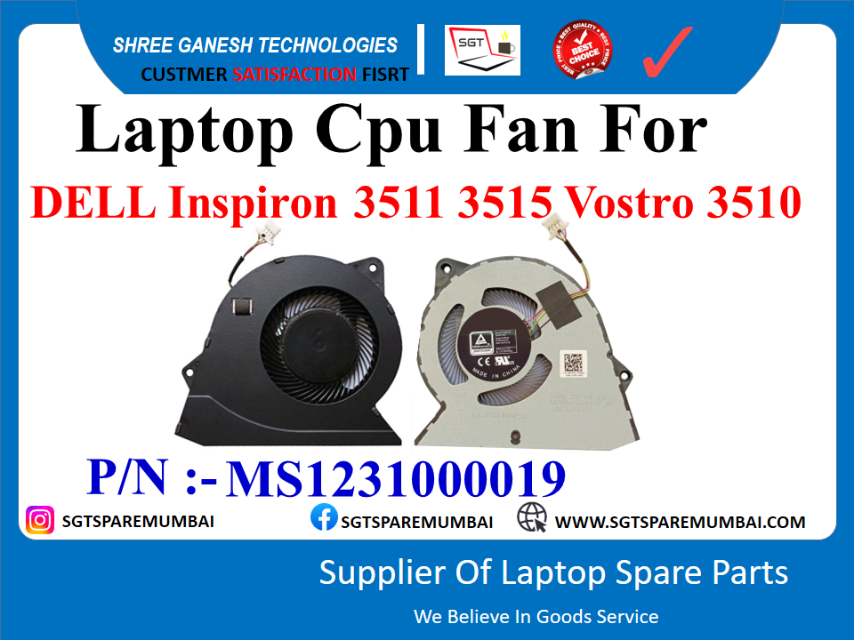 Laptop Cpu Fan For DELL Inspiron 3510 3511 3515 3520 3525 Vostro 3510 3511 3515 3520 3525P/N :- MS1231000019