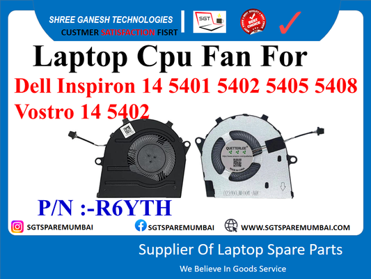 Laptop Cpu Fan For Dell Inspiron 14 5401 5402 5405 5408 Vostro 14 5402 P/N :-R6YTH