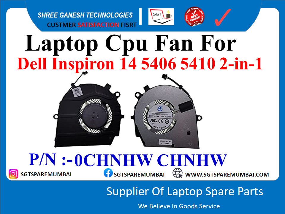 Laptop Cpu Fan For Dell Inspiron 14 5406 5410 2-in-1 P/N :-0CHNHW CHNHW