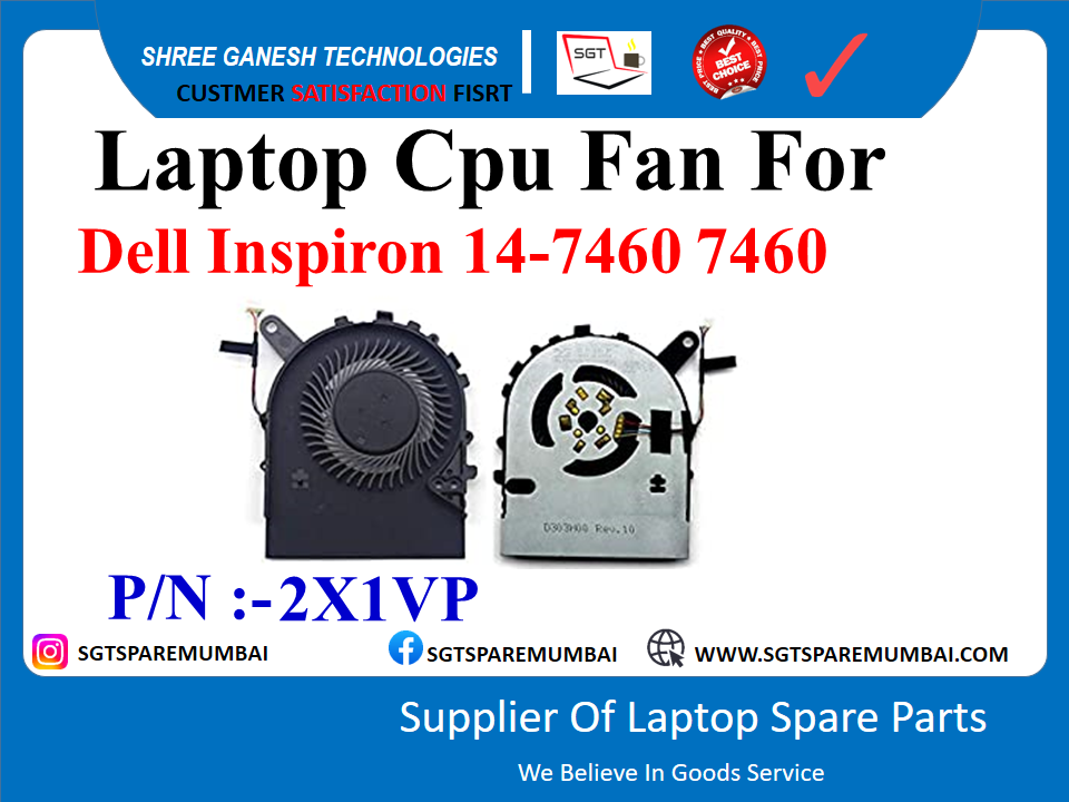 Laptop Cpu Fan For Dell Inspiron 14-7460 7460 P/N :-2X1VP