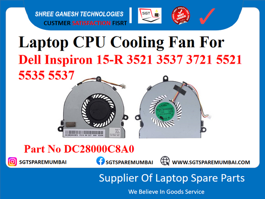 Laptop CPU Cooling Fan For Dell Inspiron 15-R 3521 3537 3721 5521 5535 5537 Part No DC28000C8A0