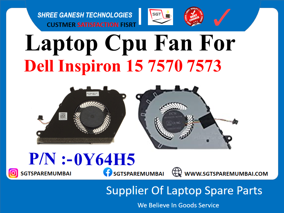 Laptop Cpu Fan For Dell Inspiron 15 7570 7573 P/N :-0Y64H5