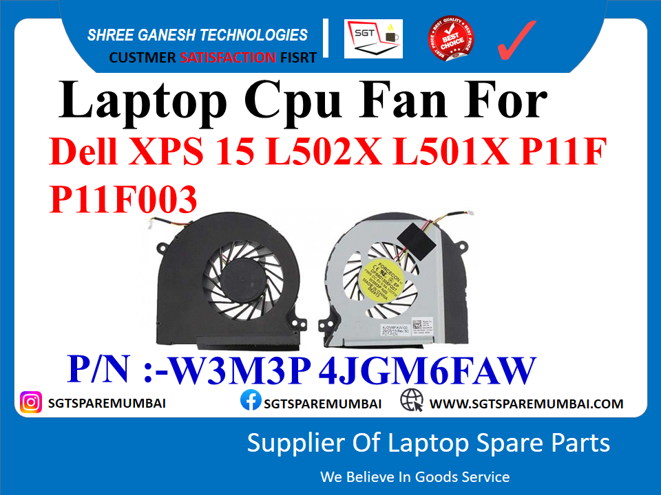 Laptop Cpu Fan For Dell XPS 15 L502X L501X P11F P11F003 P/N : -W3M3P 4JGM6FAW