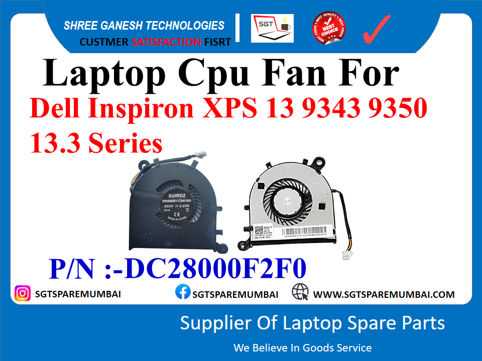 Laptop Cpu Fan For Dell Inspiron XPS 13 9343 9350 13.3 Series P/N :-DC28000F2F0