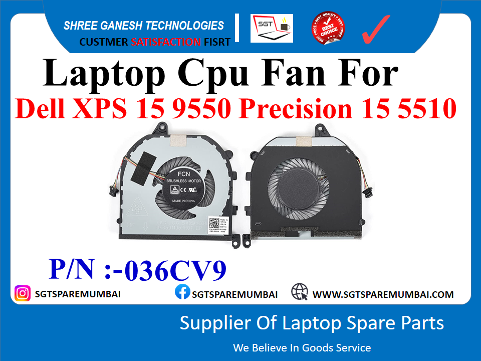 Laptop Cpu Fan For Dell XPS 15 9550 Precision 15 5510 P/N :-036CV9