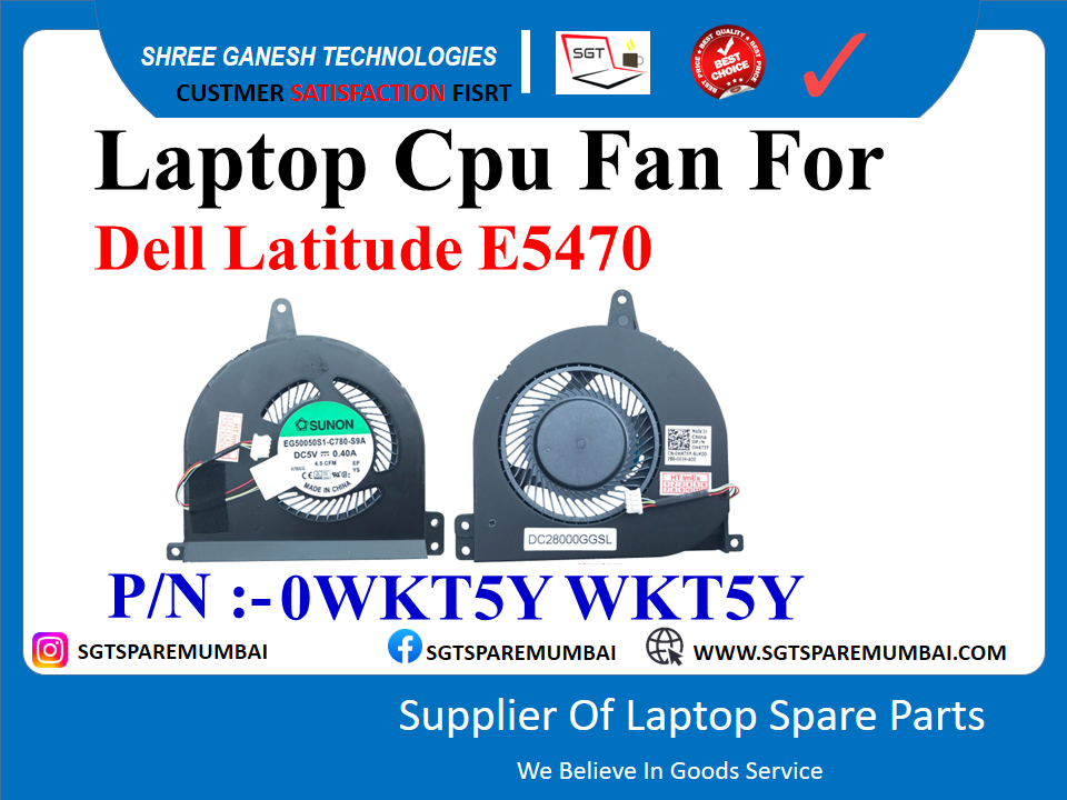 Laptop Cpu Fan For Dell Latitude E5470 P/N :-0WKT5Y WKT5Y