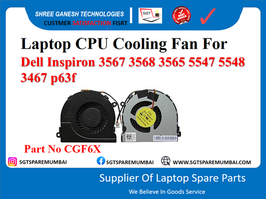 Laptop CPU Cooling Fan For Dell Inspiron 3567 3568 3565 5547 5548 3467 p63f Part No CGF6X