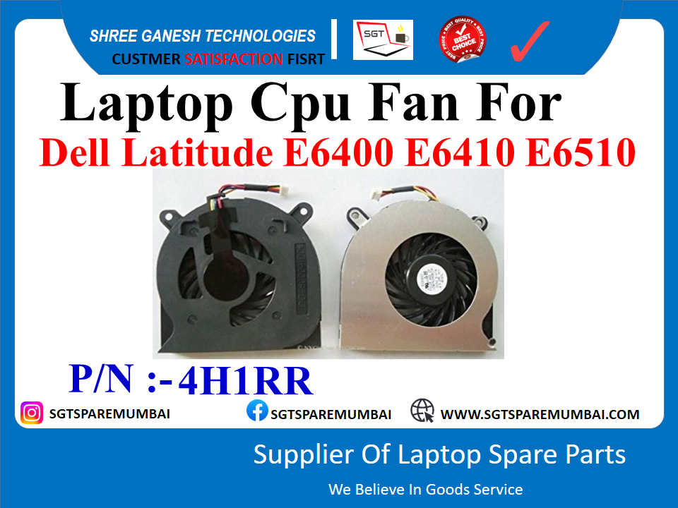 Laptop Cpu Fan For Dell Latitude E6400 E6410 E6510 P/N :-4H1RR