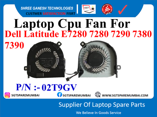 Laptop Cpu Fan For Dell Latitude E7280 7280 7290 7380 7390 P/N : - 02T9GV