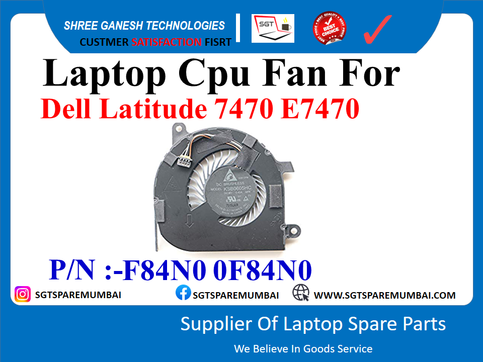 Laptop Cpu Fan For Dell Latitude 7470 E7470 P/N :-F84N0 0F84N0