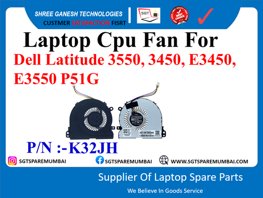 Laptop Cpu Fan For Dell Latitude 3550, 3450, E3450, E3550 P51G P/N :-K32JH