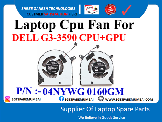 Laptop Cpu Fan For DELL G3-3590 CPU+GPU P/N :- 04NYWG 0160GM