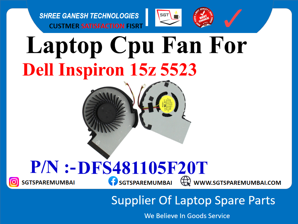 Laptop Cpu Fan For Dell Inspiron 15z 5523 P/N :-DFS481105F20T