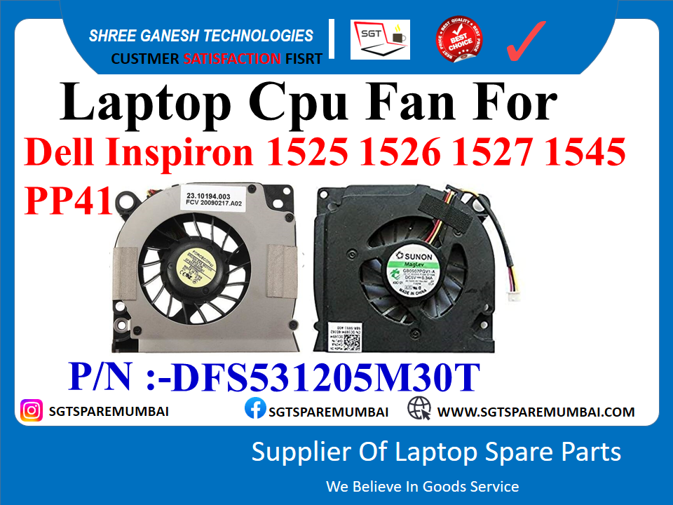 Laptop Cpu Fan For Dell Inspiron 1525 1526 1527 1545  P/N :-DFS531205M30T