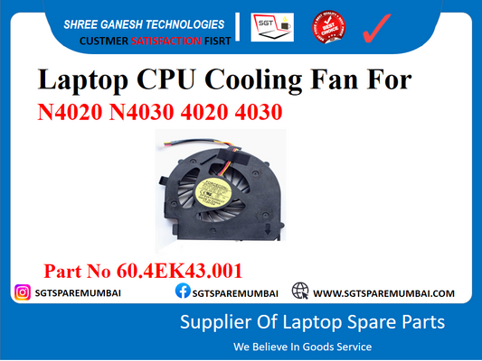 लैपटॉप CPU कूलिंग फैन N4020 N4030 4020 4030 पार्ट नंबर 60.4EK43.001 के लिए