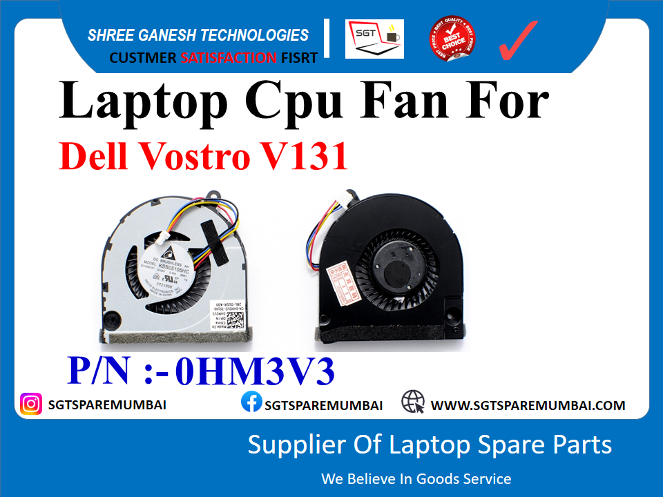 Laptop Cpu Fan For Dell Vostro V131 P/N : - 0HM3V3