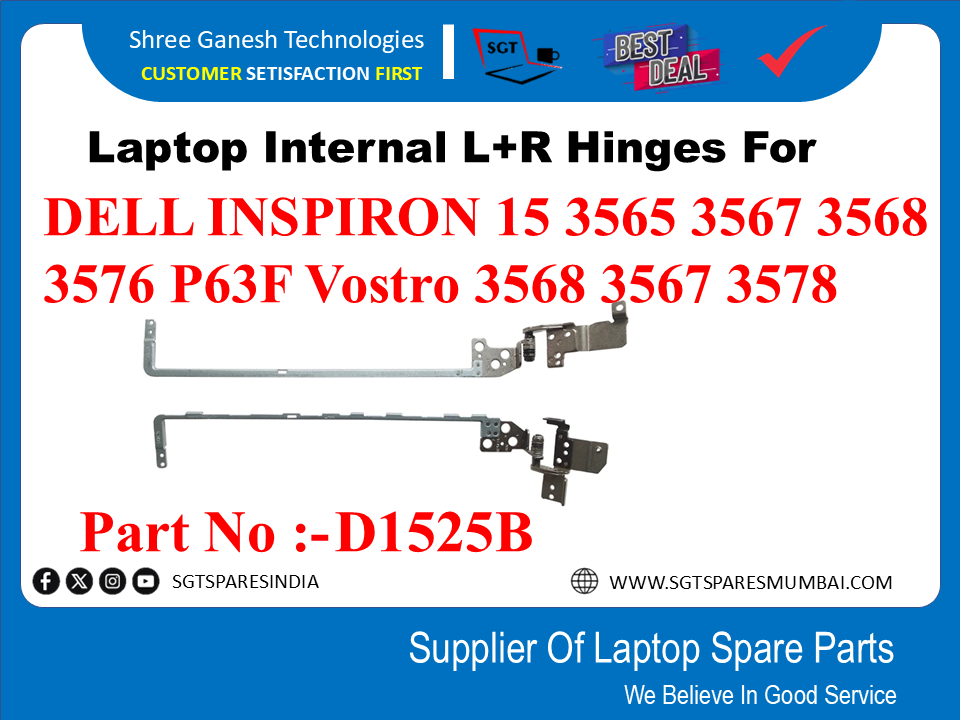 Laptop Internal L+R Hinges For DELL INSPIRON 15 3565 3567 3568 3576 P63F Vostro 3568 33¢7 3578 PartNo :-D1525B