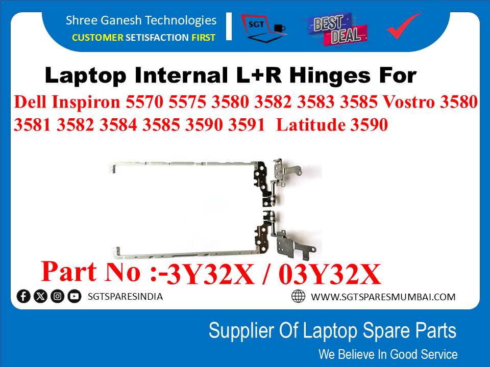 Laptop Internal L+R Hinges For Dell Inspiron 5570 5575 3580 3582 3583 3585 Vostro 3580 3581 3582 3584 3585 3590 3591 Latitude 3590 Part No :-3Y32X/03Y32X