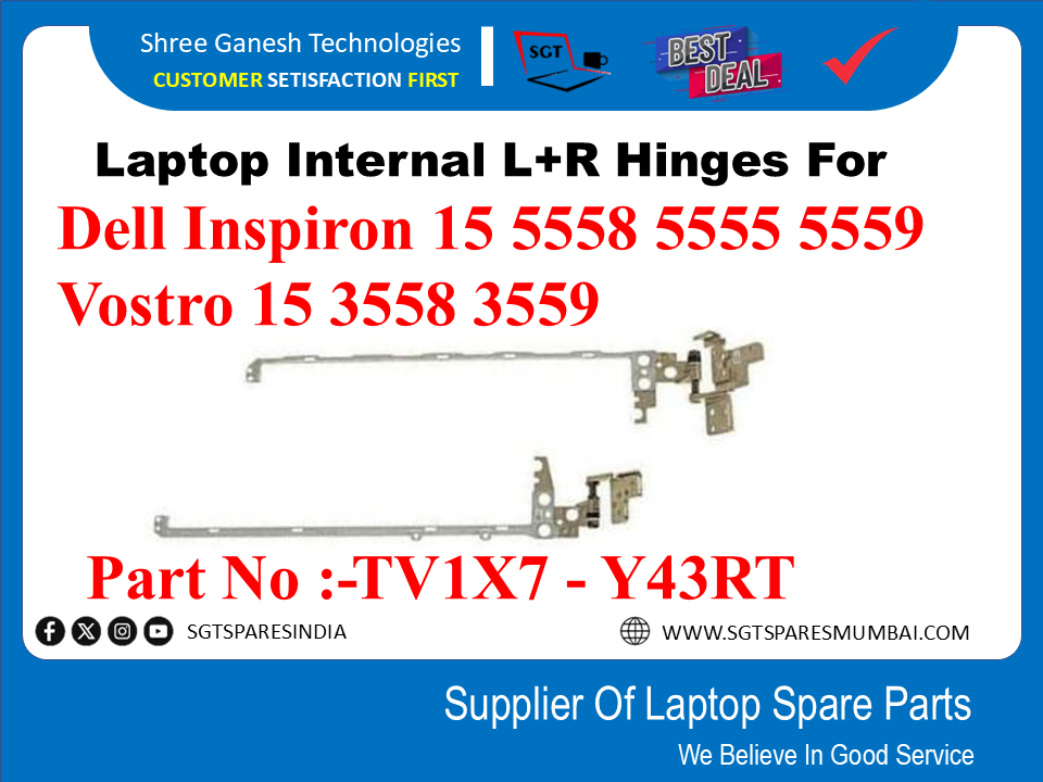 Laptop Internal L+R Hinges For Dell Inspiron 15 5558 5555 5559 Vostro 15 3558 3559 Part No :-TV1X7 - Y43RT