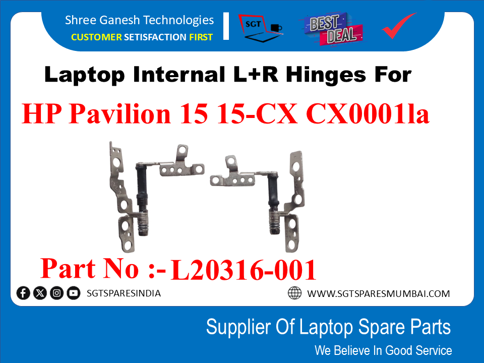 Laptop Internal L+R Hinges For HP Pavilion 15 15-CX CX0001la Part No :-L20316-001