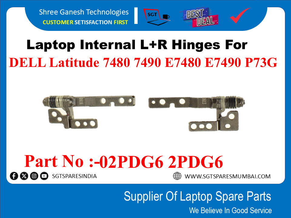 Laptop Internal L+R Hinges For DELL Latitude 7480 7490 E7480 E7490 P73G Part No :-02PDG6 2PDG6