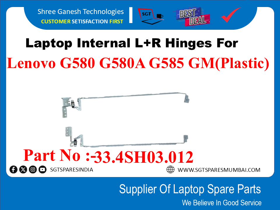 Laptop Internal L+R Hinges For Lenovo G580 G580A G585 GM (Plastic) Part No :33.4SH03.012